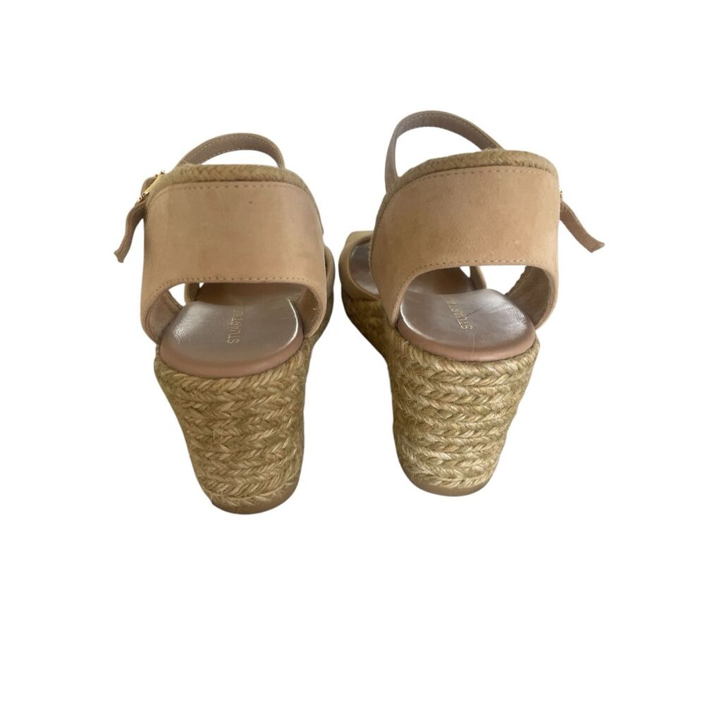 Stuart Weitzman Mirella II Nude Suede Leather Wedge Sandals Women’s Size 6.5 - Picture 4 of 7